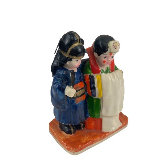 Vintage Hand-Painted Korean Wedding Couple Figurine Miniature Home Decor - Picture 7 of 10